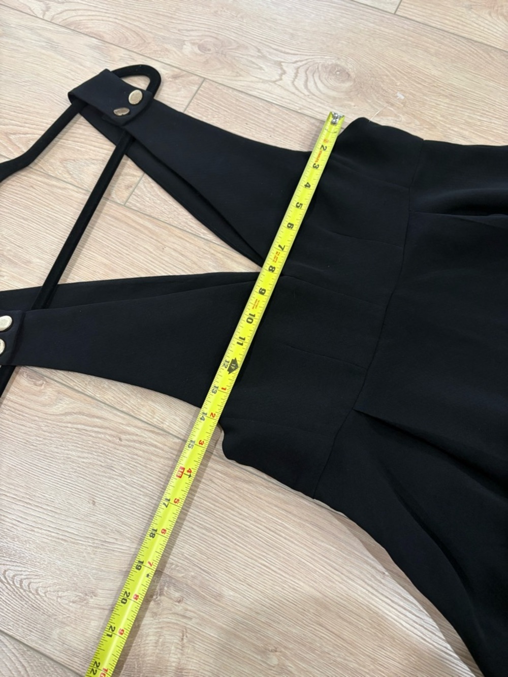 Puella Black V-Neck Sleeveless Mini Dress with Button-Straps size M - Picture 8 of 9